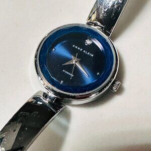 Anne Klein Diamond Classy Ladies Watch Blue Face Stainless Steel - Needs Battery